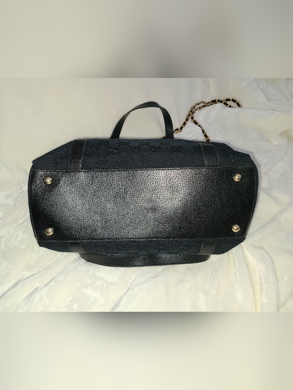 Authentic Gucci GG Black Canvas Abbey Zip Tote Shoulder Gold Hardware Bag - Picture 11 of 15